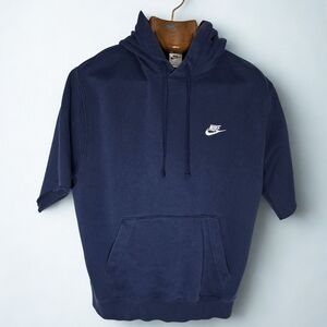 Nike Men's Navy Blue Hoodie Cutoff Sleeves Large, Collegiate, Sports